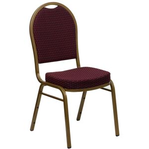 Emma+oliver Dome Back Stacking Banquet Dining Chair - Burgundy patterned fabric