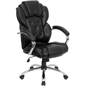 Emma+oliver High Back Transitional Style Leather Executive Swivel Office Chair With Arms - Black