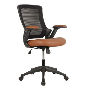 Simplie Fun Mid-Back Mesh Task Office Chair with Height Adjustable Arms, Brown - Brown