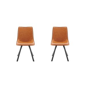 Colamy Modern Pu Leather Dining Chair with Metal Legs,Set of 2 - Espresso brown