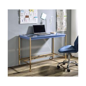 Simplie Fun Midriaks Writing Desk w/Usb Port in Navy Blue & Gold Finish Of - Blue