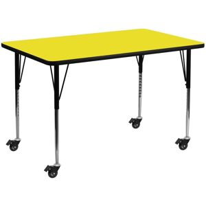 Emma+oliver Mobile 24X48 Rectangle Hp Laminate Adjustable Activity Table - Yellow