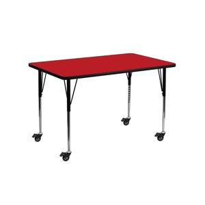 Emma+oliver Mobile 24X48 Rectangle Hp Laminate Adjustable Activity Table - Red
