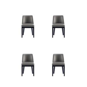 Manhattan Comfort Gansevoort 4 Piece Beech Wood Faux Leather Upholstered Dining Chair Set - Pebble Gray