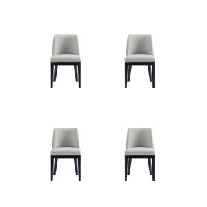Manhattan Comfort Gansevoort 4 Piece Beech Wood Faux Leather Upholstered Dining Chair Set - Stone Gray