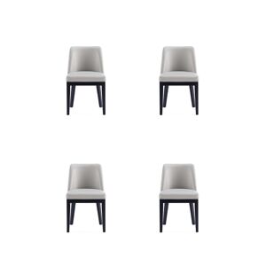 Manhattan Comfort Gansevoort 4 Piece Beech Wood Faux Leather Upholstered Dining Chair Set - Light Gray