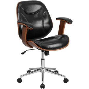 Merrick Lane Frederick Mid-Back Ergonomic Office Chair Executive Swivel Bentwood Frame Desk Chair - Black