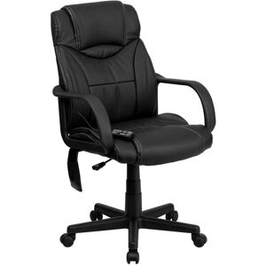 Emma+oliver High Back Ergonomic Massaging Leather Executive Swivel Office Chair With Arms - Black