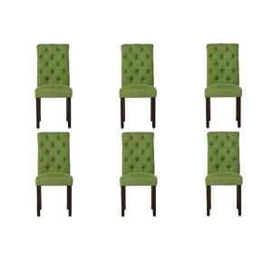 Colamy Tufted Fabric Dining Chair with Rolled Back, Set of 6 - Green