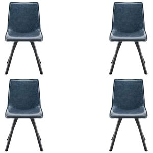 Colamy Modern Pu Leather Dining Chair with Metal Legs,Set of 4 - Navy blue