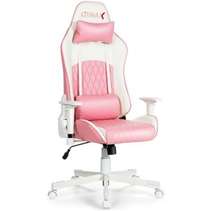 Slickblue Ergonomic High Back Computer Desk Chair with Headrest and Lumbar Support-Pink - Pink