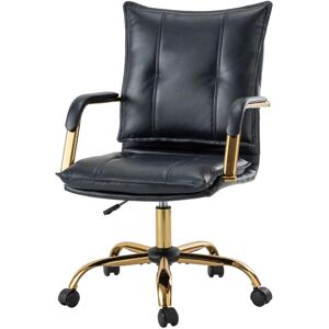 Hulala Home Home Office Desk Chair with Golden Legs - Navy