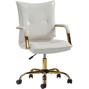 Hulala Home Home Office Desk Chair with Golden Legs - White