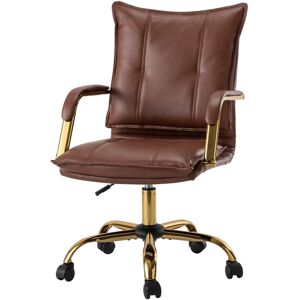 Hulala Home Home Office Desk Chair with Golden Legs - Brown