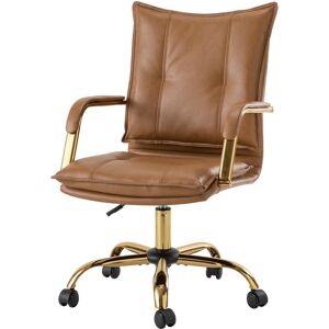 Hulala Home Home Office Desk Chair with Golden Legs - Camel