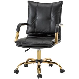 Hulala Home Home Office Desk Chair with Golden Legs - Black