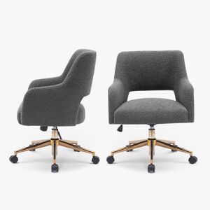 Westintrends Mid-Century Modern Swivel Office Vanity Chair with Wheels (Set of 2) - Gray