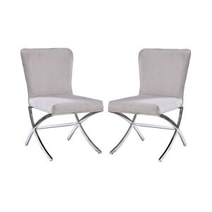 Simplie Fun Daire Side Chair (Set-2) in Velvet & Chrome - Grey