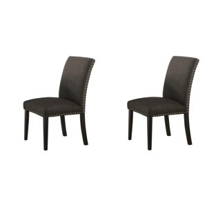 Simplie Fun Dining Room Chairs Ash Polyfiber Nailheads Parson Style Set Of 2 Side Chairs Dining - Black