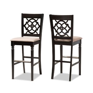 Baxton Studio Alexandra Modern and Contemporary Fabric Upholstered 2 Piece Bar Stool Set - Sand