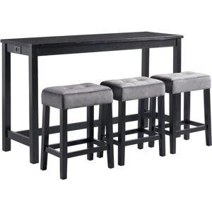 Picket House Furnishings Zaid 4-Piece Multipurpose Bar Table Set - Faux Marble