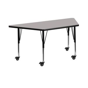 Emma+oliver Mobile 29X57 Trapezoid Hp Laminate Preschool Activity Table - Gray