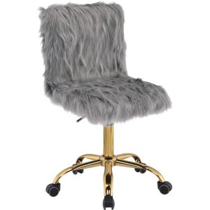 Simple Relax Faux Fur Office Chair with Armless in Gray and Gold - Gray and gold