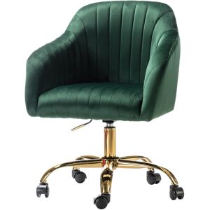 Hulala Home Velvet Home Office Desk Chair Height Adjustable Chair - Green