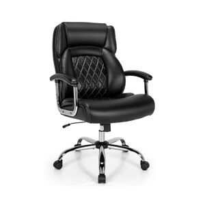 Slickblue Height Adjustable Executive Chair Computer Desk Chair with Metal Base - Black