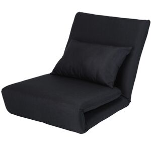 Loungie Relaxie Linen 5-Position Adjustable Convertible Flip Chair - Black