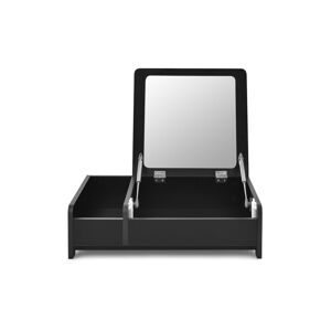 Slickblue Compact Bay Window Makeup Dressing Table with Flip-Top Mirror - Black