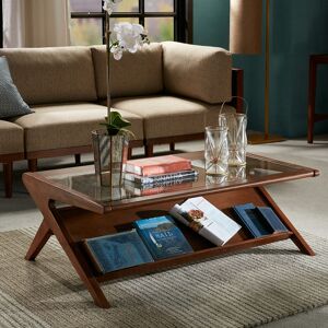 Simplie Fun Rocket Coffee Table w/Tempered Glass - Brown