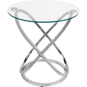 Danya B. Galaxy Chrome and Tempered Glass Round End Table - Chrome