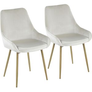 Lumisource Diana Contemporary Chair, 2 Piece Set - Satin Brass Steel, Cream