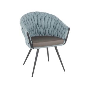Lumisource Braided Matisse Contemporary Chair - Black Steel, Gray, Blue Fabric