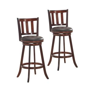 Costway Set of 2 29.5'' Swivel Bar stool Leather Padded Dining Pub - Brown