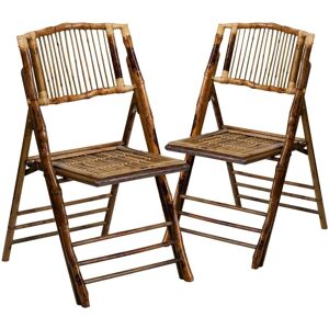 Emma+oliver Bamboo Folding Chairs Set Of 2 Bamboo Wood Folding Chairs - Bamboo