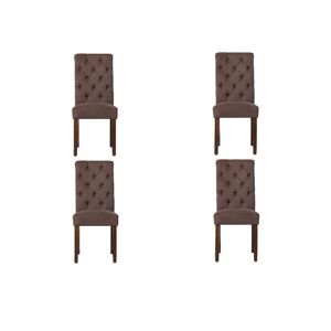 Colamy Tufted Fabric Dining Chair with Rolled Back, Set of 4 - Brown