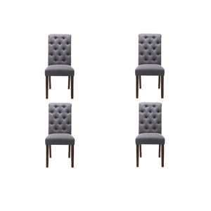 Colamy Tufted Fabric Dining Chair with Rolled Back, Set of 4 - Grey