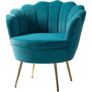 Hulala Home Modern Velvet Reclining Chair for Living Room Bedroom Powder Room - Blue