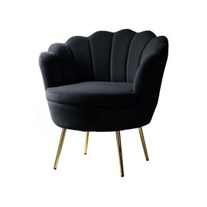 Hulala Home Modern Velvet Reclining Chair for Living Room Bedroom Powder Room - Black