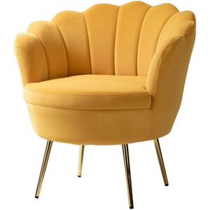 Hulala Home Modern Velvet Reclining Chair for Living Room Bedroom Powder Room - Mustard