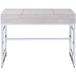 Simplie Fun Saffron Vanity Desk in Natural & Chrome - Natural