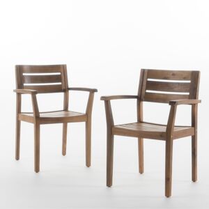 Noble House Stamford Outdoor Dining Chairs, Set of 2 - Brown