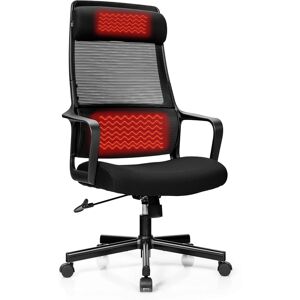 Costway Adjustable Mesh Office Task Chair Heating Lumbar Support - Black