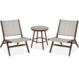 Furniture Of America Adagio Chair and Table 3 Piece Set - Light Gray