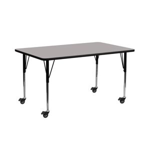 Emma+oliver Mobile 30X72 Rectangle Hp Laminate Adjustable Activity Table - Gray