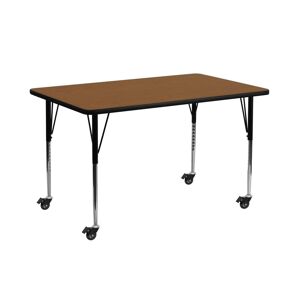 Emma+oliver Mobile 30X72 Rectangle Hp Laminate Adjustable Activity Table - Oak