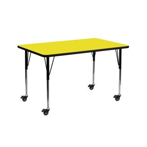 Emma+oliver Mobile 24X60 Rectangle Hp Laminate Adjustable Activity Table - Yellow