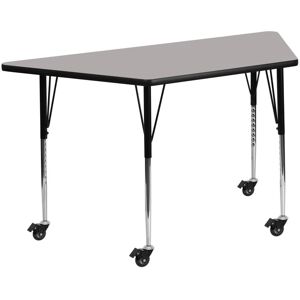 Emma+oliver Mobile 22.5X45 Trapezoid Hp Laminate Adjustable Activity Table - Gray